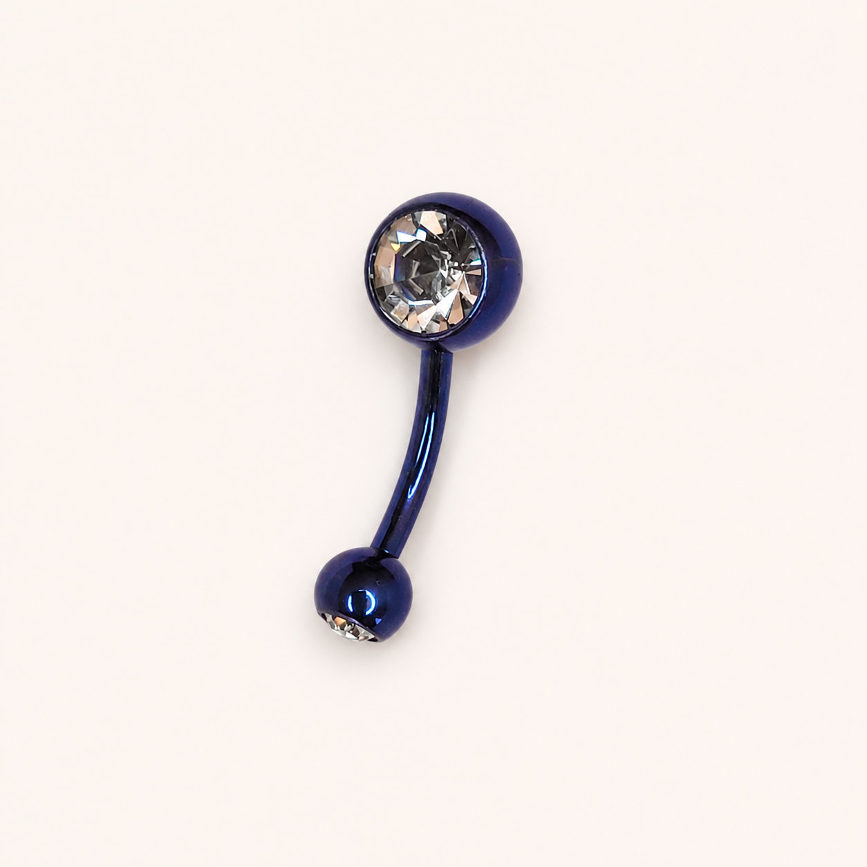 Dark Blue Titanium Double CZ Navel Barbell