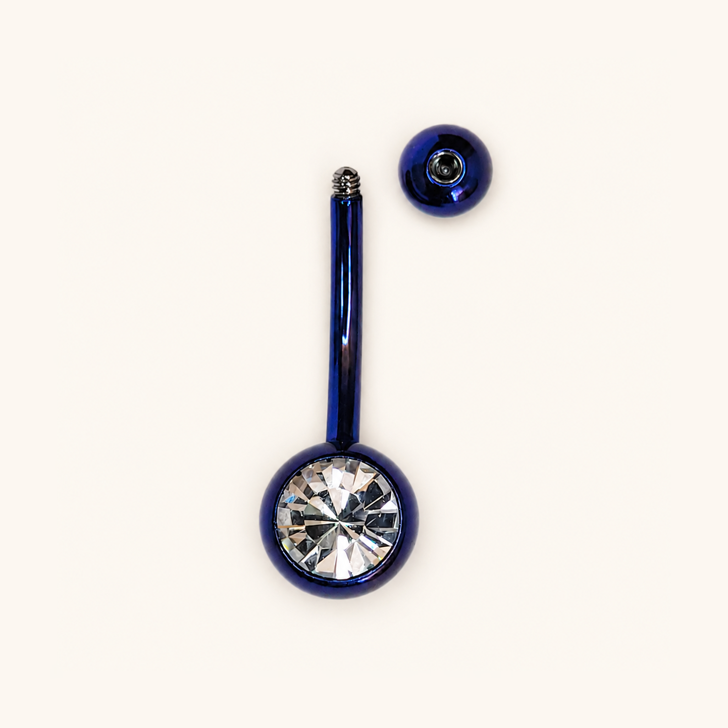 Dark Blue Titanium Double CZ Navel Barbell