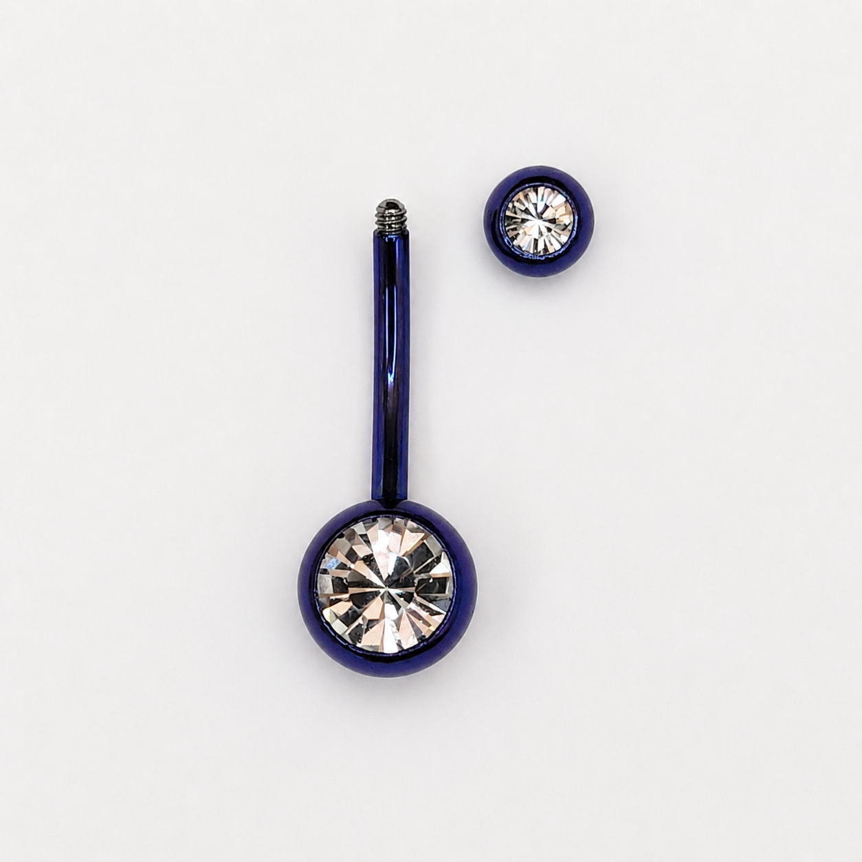 Dark Blue Titanium Double CZ Navel Barbell