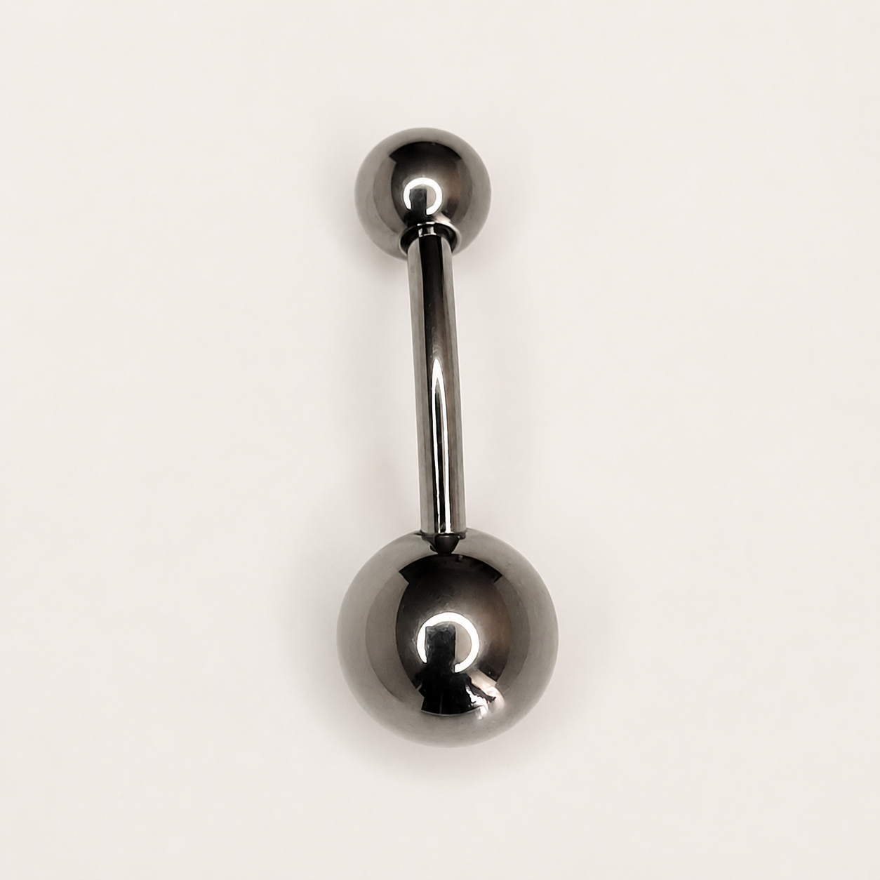 Silver Titanium Double CZ Navel Barbell