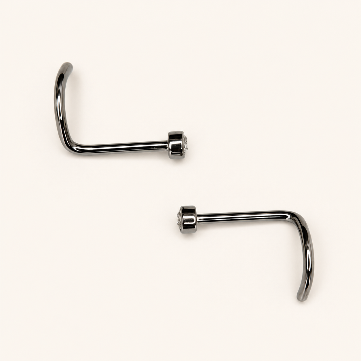 Silver Titanium 2 mm CZ Nose Screw 2-Pack