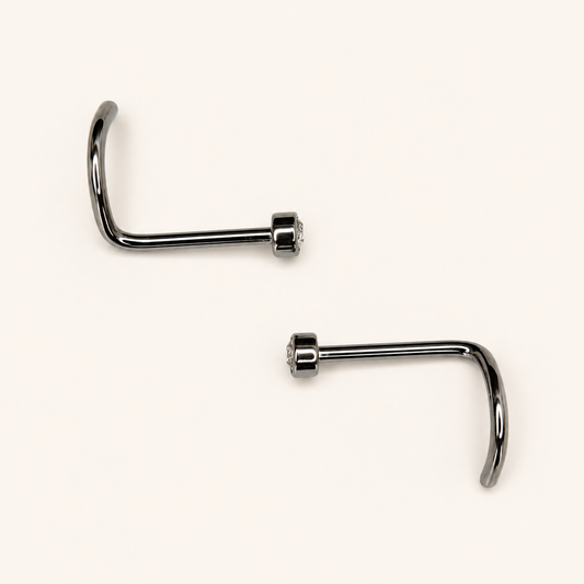 Silver Titanium 2 mm CZ Nose Screw 2-Pack