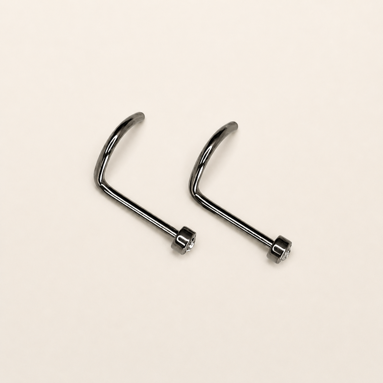 Silver Titanium 2 mm CZ Nose Screw 2-Pack
