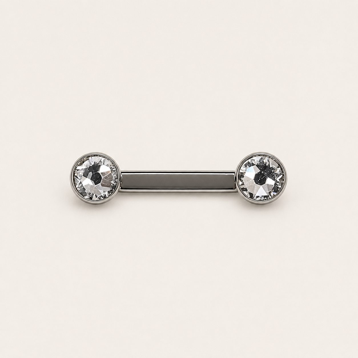 Silver Titanium Double CZ Surface Barbell