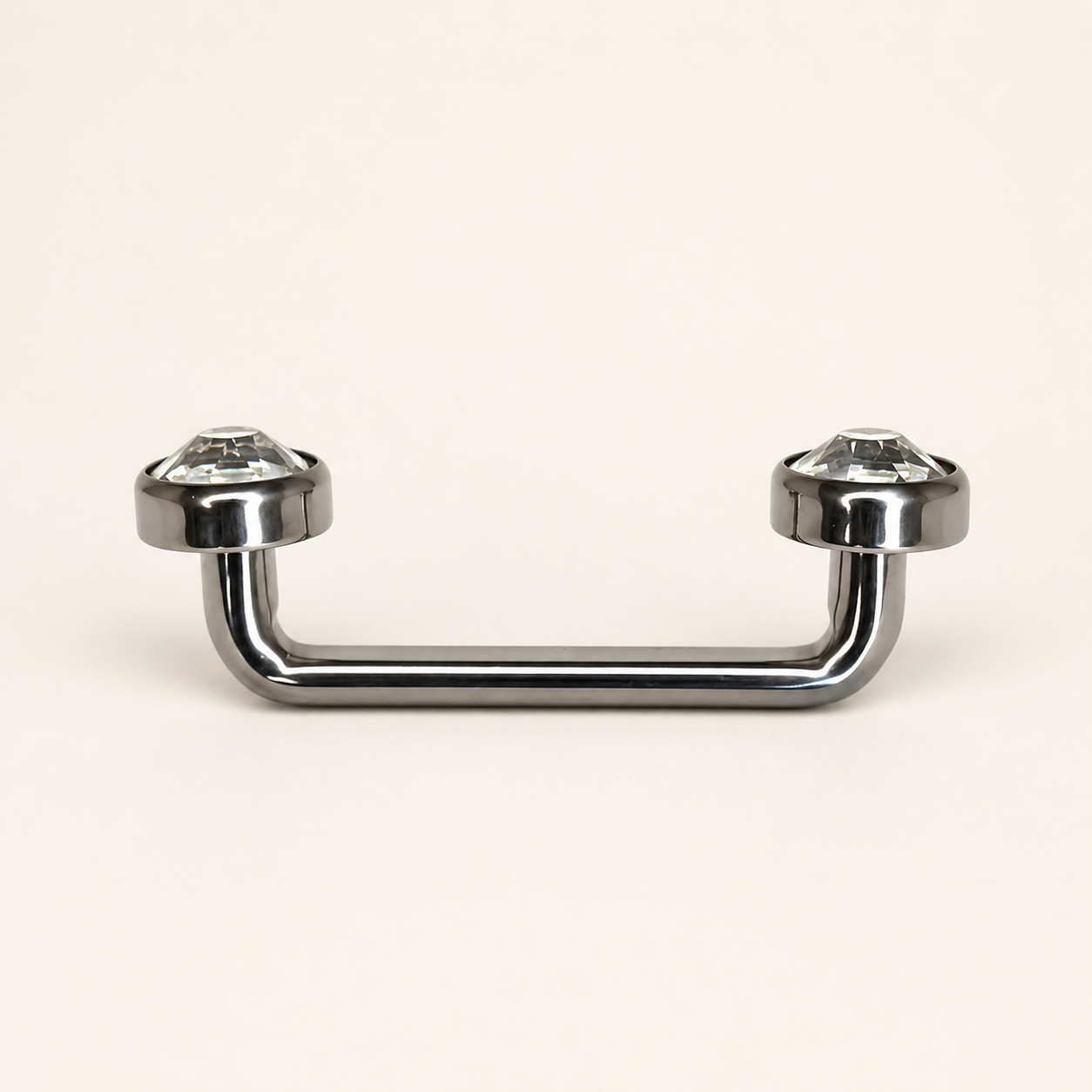 Silver Titanium Double CZ Surface Barbell