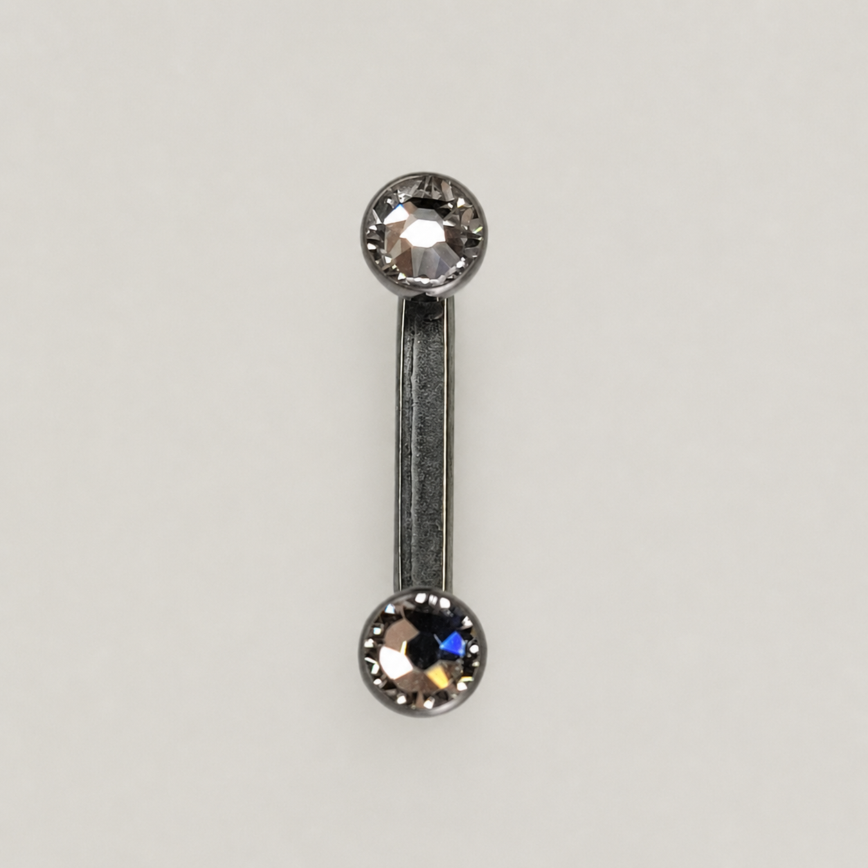 Silver Titanium Double CZ Surface Barbell