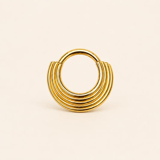 Gold Titanium 5-Tier Stacked Clicker Ring