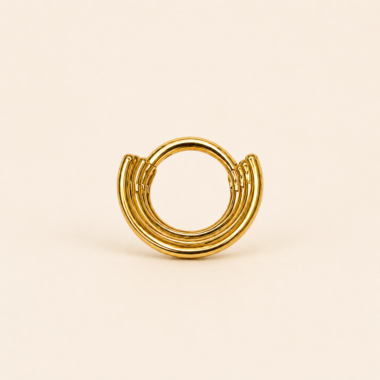 Gold Titanium 5-Tier Stacked Clicker Ring
