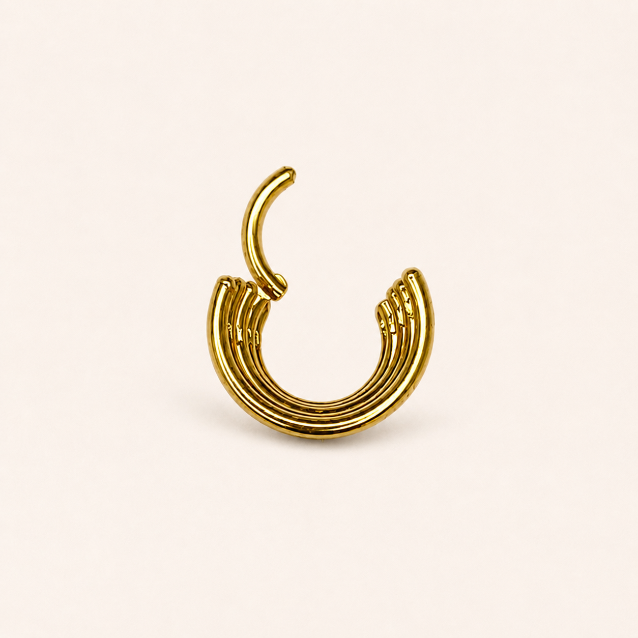 Gold Titanium 5-Tier Stacked Clicker Ring