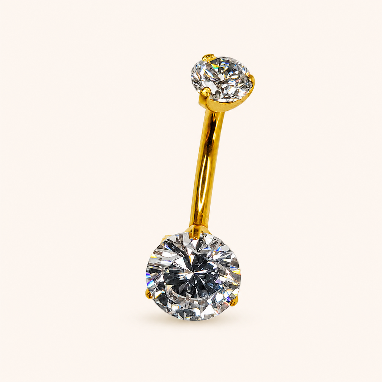 Gold Titanium CZ Navel Barbell