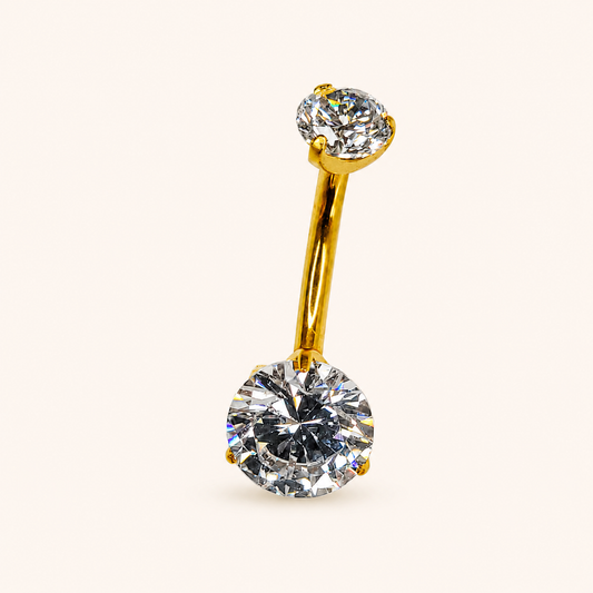 Gold Titanium CZ Navel Barbell
