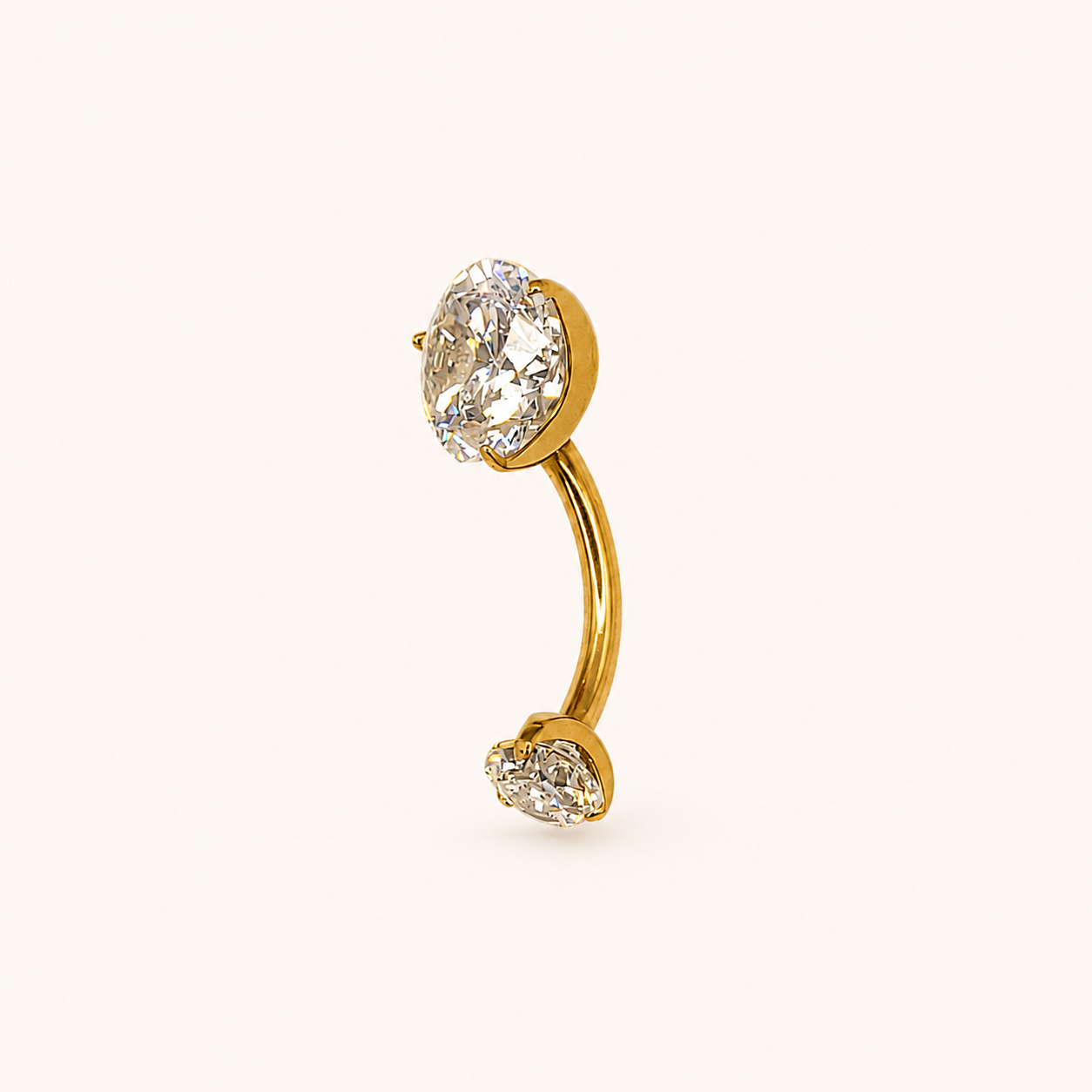 Gold Titanium CZ Navel Barbell