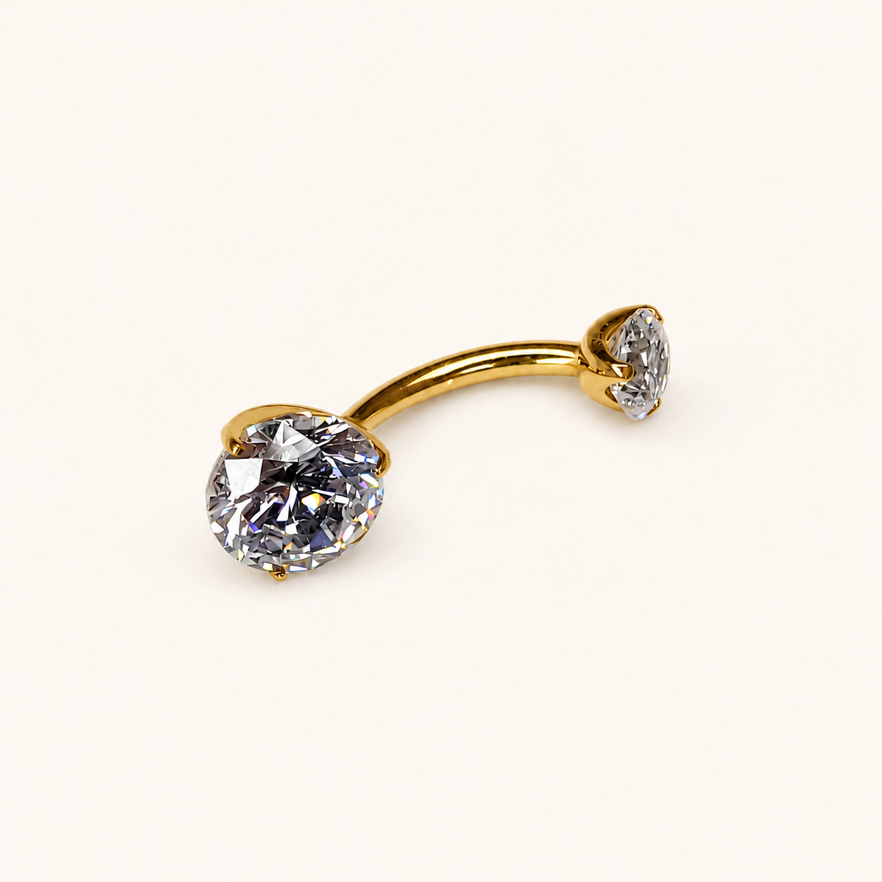 Gold Titanium CZ Navel Barbell