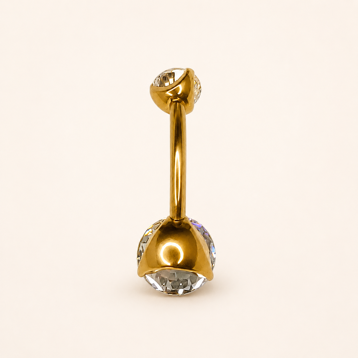 Gold Titanium CZ Navel Barbell
