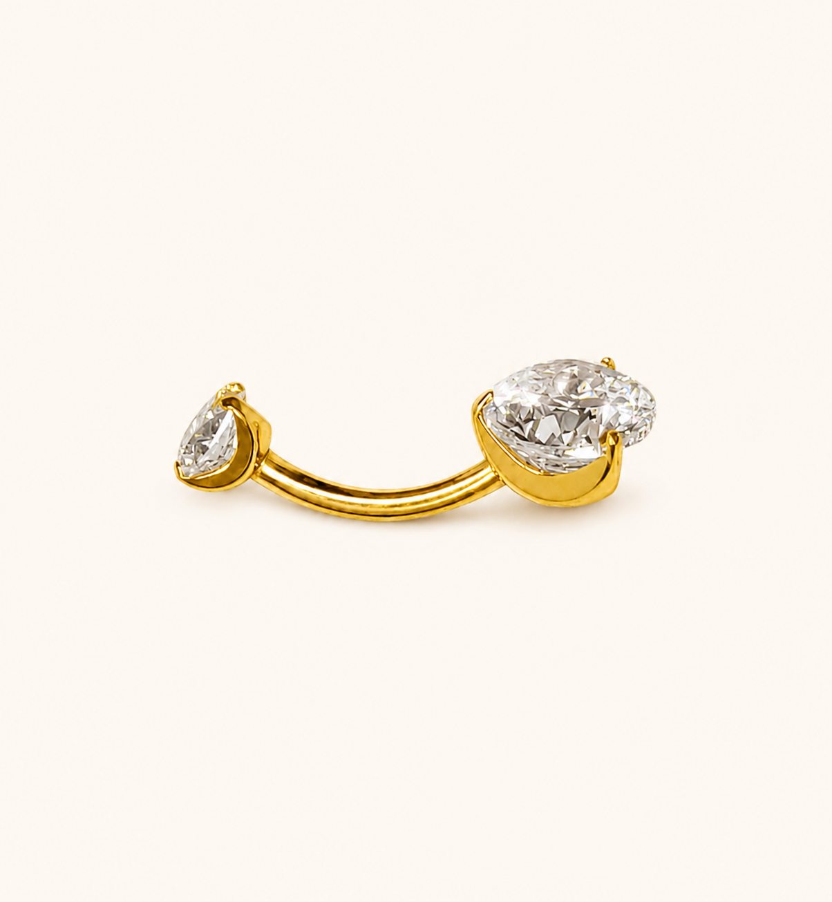 Gold Titanium CZ Navel Barbell