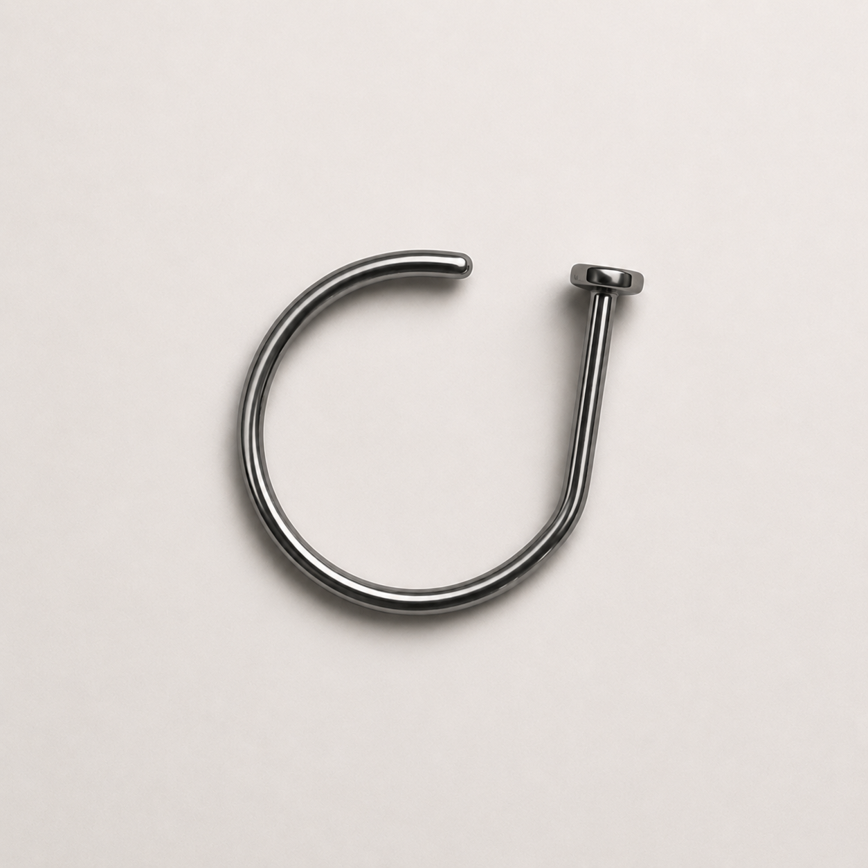 Silver Titanium D-Shape Nose Hoop