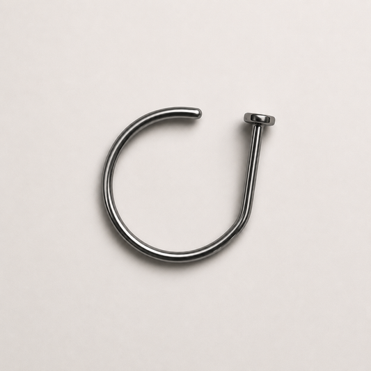 Silver Titanium D-Shape Nose Hoop