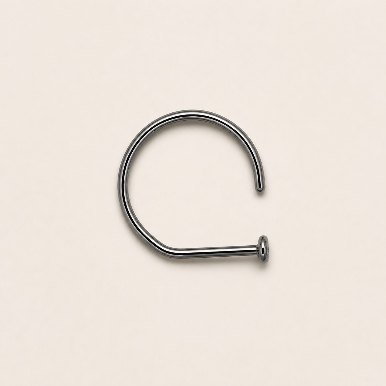Silver Titanium D-Shape Nose Hoop